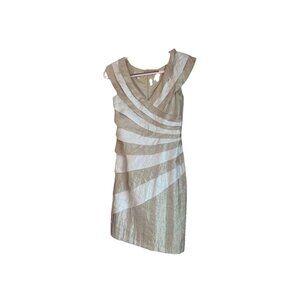 London Style Collection Boho Soft Girl Ruffle Cocktail Beige  White Dress Size 6